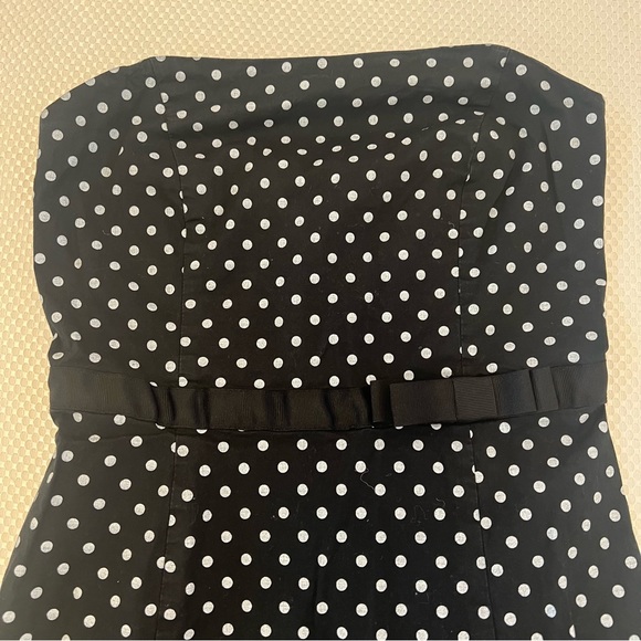 Ruby Rox Black White Polka Dot Strapless Retro Style Pinup Dress B18/22 - Picture 2 of 10